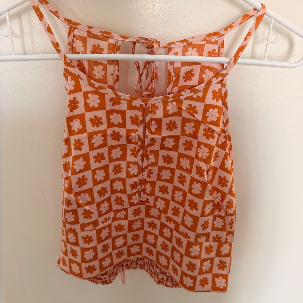 Le Lis Orange and Pink Floral Crop Top